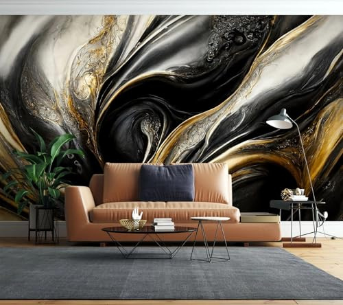 Papel Pintado Pared 3D Papel Tapiz Textura negra, 250 x 175 cm Fotomurales Decorativos Pared 3D Fotomural Dormitorio Murales