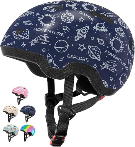 Lyefancy Kids Helmet for 1-8 Years Old, Toddler Helmet for Infant Baby, Printed Character Kids Bike Helmet for Boys Gilrs, Children Helmets for Cycling Scooter Skateboard Skating(Galaxy, S(48-53cm))