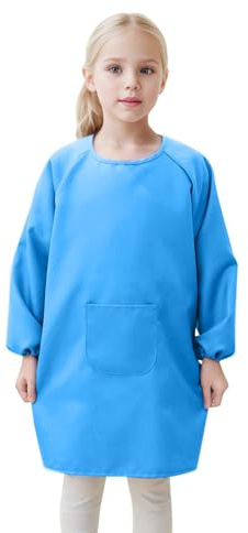 Malkittel Kinder Malschürze mit Big Taschen, Malerkittel Kind 2-12 Jahre für Schule Kunst Malerei Kochen
