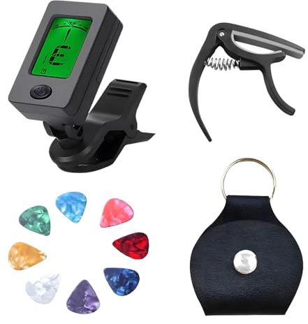 11PCS Guitar Tuner, Guitar Picks, Guitar Tuner with Clip-On Design, Digital Tuners for Acoustic Bass Violin and Chromatic Instruments, Useful Music Accessories
