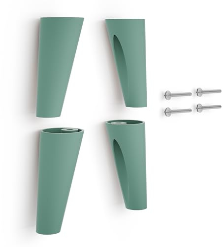 Poliplast - Set da 4 Piedini, Design inclinato rotondo per Armadio e Soggiorno, Articolo 739, Verniciato a mano, Colore Verde