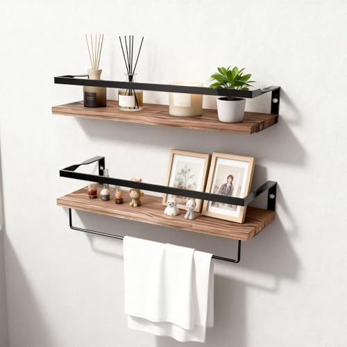 2 Stück Regale Für Wände, Wandregal Holz, Regal Wand, Wandregal Küche, Schweberegal, 40*15 * 7,2 CM, Holz, Eisen, Aufbewahrung, Dekoration, Geeignet Für Schlafzimmer, Wohnzimmer, Küche, Badezimmer