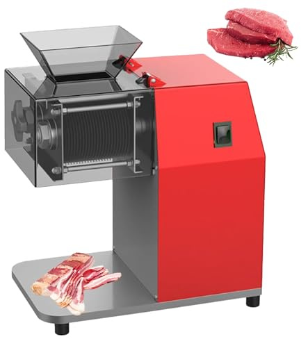 Affettatrice per carne professionale da 1100 W, macchina elettrica per tagliare la carne con coperchio trasparente, distanza lame da 3,5 mm, macchina per triturare in acciaio inox