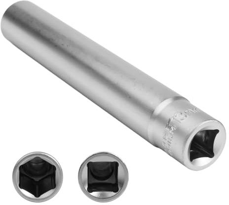 RowGlow Socket glödstift 13 mm 3/8 tum mutter 13 mm hexagon 3/8 tum lång 120 mm hylsnyckel glödstift för bil kromvanadin-stål (13 mm)