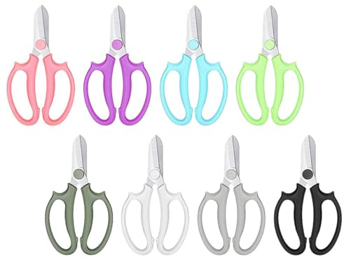 NOLITOY Ciseaux de Jardinage 8 Pièces Multicolores Sécateurs à Contournement à Main en Acier Inoxydable pour Taille Fleurs, Verger et Composition de Fleur, Outils Horticoles Polyvalents