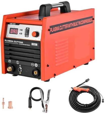 Taglierina Al Plasma Con Compressore D'aria Incorporato, Macchina For Il Taglio Inverter Digitale E Netto Facile Da Tagliare, Funzionamento Potente