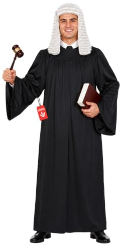Fun Shack Richter Kostüm Erwachsene, Klassisches Halloween Kostüm | Lange schwarze Robe, Klassisches Richter-Design, Zum Überziehen, Perfekt für Halloween, Ideal zum Verkleiden