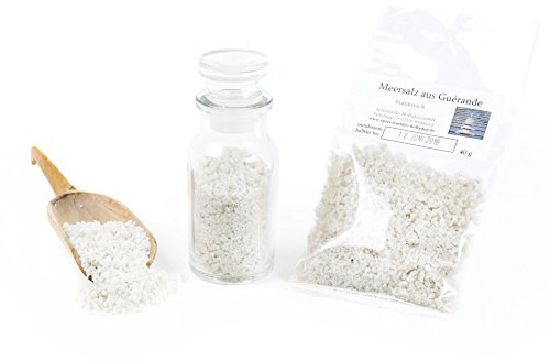 Meersalz aus Guérande, Fleur de Sel Frankreich Gros Sel Meersalz naturbelassen Gourmet Salz ohne Zusätze, unraffiniert, glutenfrei, 40g