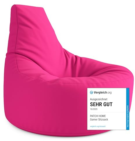 PATCH HOME Gamer Kissen & Lounge Sitzsack – befüllbar mit Reißverschluss, gefüllt mit Styropor, geeignet für In- & Outdoor. Perfekt als Gaming Sessel Sitzkissen (Rosa- Ø 80cm x Höhe 90cm)