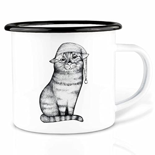 Ligarti® XXL Emaille Tasse (leicht & robust) | Camping Becher handveredelt in Deutschland | Kaffeetasse, Trinkbecher, Emaillebecher