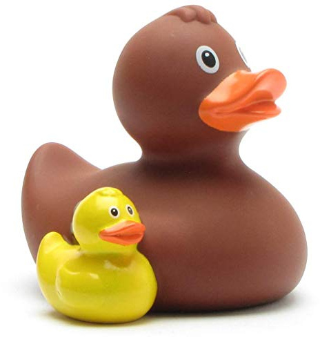 Badeente Mama I Quietscheentchen - L: 8,5 cm I inkl. Badeenten-Schlüsselanhänger im Set