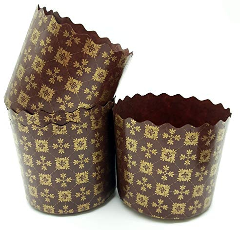 Osterbrot-Papierform, 237 ml, 25 Stück, Kulich-Form, Osterbrotformen, Panettone-Papierform, Standard-Antihaft-Panettone-Papier-Brotbackformen, braunes Design, B 8,9 x H 8,5 cm