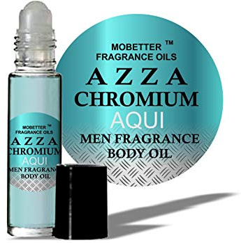 MOBETTER FRAGRANCE OILS AZZA CHROMIUM AQUI Men Cologne Body Oil 1/3 oz roll on Glass Bottle