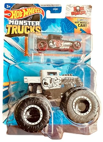 Hot Wheels Monster Trucks - Coctelera de huesos a escala 1:64, incluye coche fundido a presión Hot Wheels