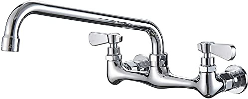 Bathfinesse Wall Mount Kitchen Faucet with 12 Inch Swivel Spout, Chrome
