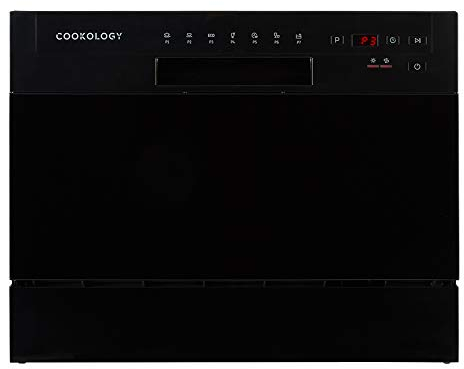 Cookology CTTD6 Mini Counter Top Dishwasher in Black - 6.5 Litre Capacity - Compact Design - 6 Washing Settings - 7 Wash Cycles - ECO Friendly Mode - Ideal for Small Families