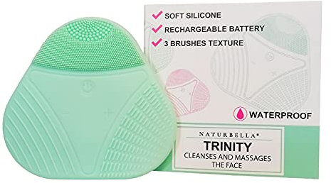 TRINITY, Dispositivo Elettrico per la Pulizia e il Massaggio del Viso, in Silicone, Massaggio Esfoliante, Ricarica Usb, Waterproof, Spazzola Viso, Diverse Intensità