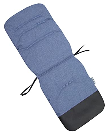 BAMBINIWELT Sitzauflage Unterlage für Buggy Kinderwagen Wendeunterlage Auflage mit Schutz aus Leder (meliert blau)