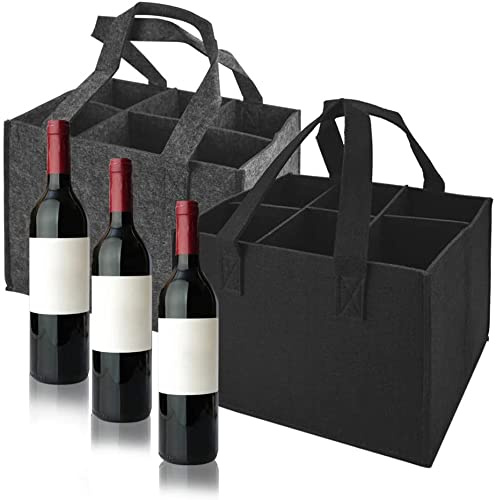 XAVSWRDE 2 Stück Flaschentaschen Wein Filz Flaschenträger Flaschen Tasche 6 Flaschen mit Seperate Trennwand Tragetaschen Weinflaschenhalter Water Bier Weintasche für Picknick Camping Hochzeit