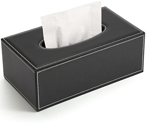 GORESE Leder Tücherbox Kosmetiktücherbox Taschentuchspender (Schwarz 1)