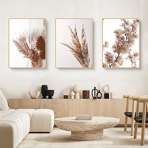 TROYSINC 3er Set Premium Moderne Poster, Beige, Ohne Rahmen, Wandbild Print Bilder Kunstposter Deko für Wohnzimmer (Stil A,50 x 70 cm)