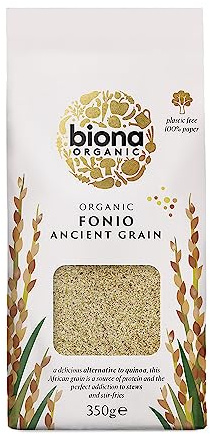 Biona Organic Fonio Grain, 350g - Ancient Grain - Fluffy Texture and Nutty Flavour - Rice Alternative - Sustainable 100% Recyclable Paper Packaging - For Salads, Stews or Porridge