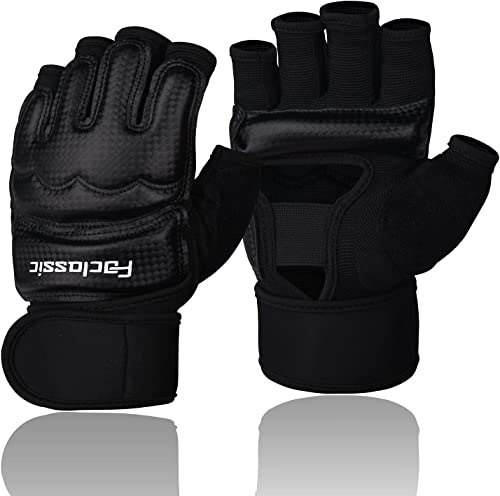 Kickboxing Sparring Gloves MMA Gloves Boxing Gloves for Men Women Kids Half Finger Punching Bag Gloves Fighting Gloves Taekwondo Gloves for Men Women Boxing Training Black Small