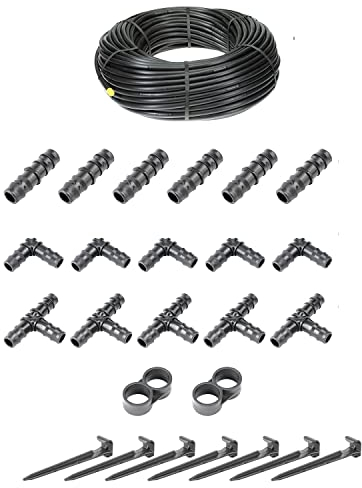 HaGa® Bewässerungsset - 50 Meter Tropfschlauch 16mm ohne Druckkompensierung inkl. Zubehör - Perlschlauch Gartenbewässerung