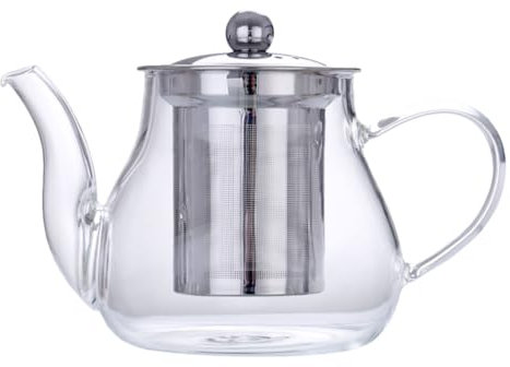 LIFKOME Glass Teapot Stovetop, 600ml Tea Kettle with Infuser Blooming Loose Leaf Tea Maker Clear Coffee Pot Kung Fu Teapot Tea Brewer for Camping Home Travel