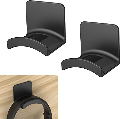 Cozycase Universal Kopfhörer Halter mit starkem Klebeband Premium Headset Halterung Wandhalterung TPU, Kopfhörer Haken,Multifunktional Ohrhörer Aufhänger zum Schreibtisch, Wand,Schwarz,2-Stück