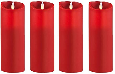 sompex 4er Set Flame LED Echtwachskerzen 23cm rot, fernbedienbar, Adventskranz