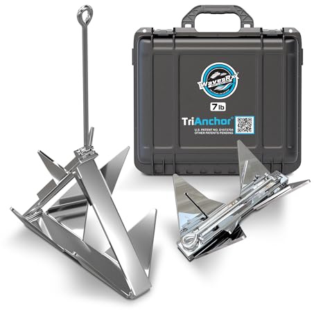 WavesRx 3,2 kg TriAnchor – vikbart ankare i rostfritt stål för båtar och pontoner upp till 2,3 kg | Enkel förankring med patentväntande design | Set snabbare och håller bättre än plogfluke eller