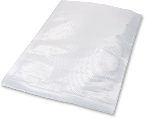 eurofolin Vakuumbeutel strukturiert für Lebensmittel 15 x 25 cm 100 Stück | Für alle Vakuumierer, reißfest, kochfest, Sous-Vide-Garen, transparent, wiederverwendbar mikrowellengeeignet, Vakuumfolie