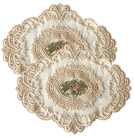 Gcroet Lace Placemats, Embroidered Lace Placemat Retro French Style Embroidered Lace Doilies For Table Crochet Lace Doilies Cup Vase Mat For Home Decor 29 * 36cm 2PCS