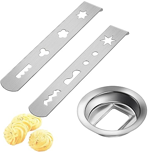 2 Stück Spritzgebäckaufsatz für Fleischwolf | 8-Formen Edelstahl-Düse mit Verbindungsring | Kompatibel mit Küchenmaschinen & MUM5/MUM4 | Spülmaschinenfest & BPA-frei (58mm)