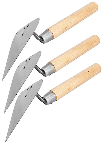DOITOOL 3pcs Triangle Trowels Wooden Handle Construction Spatula for Bricklaying Plastering and Mud Application