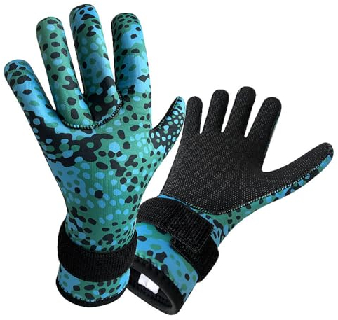 CAFFEN Tauchhandschuhe 3MM Neopren-Tauchhandschuhe, rutschfeste warme Unterwasserhandschuhe, Schnorcheln, Schwimmen, Angeln, Tauchhandschuhe Neoprenhandschuhe (Color : Seawater, Größe : S)