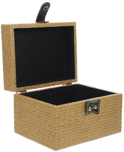 Theaque Holz-Schmuckschatulle, Holzbehälter, Schmuckkoffer, dekorative Box, Mehrzweck-Organizer, Größe L