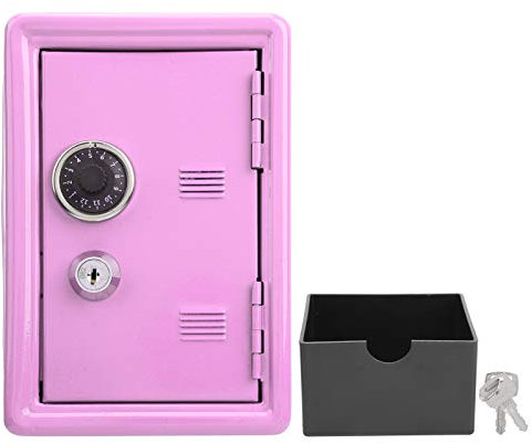 FLEXMAN Geldkassette, 7,1 X 4,7 X 3,9 Zoll, Kleiner Safe aus Simulationsmetall, Tragbare Schmuck Schließbox, Geldsparender Organizer für Büro und Zuhause (Rosa)