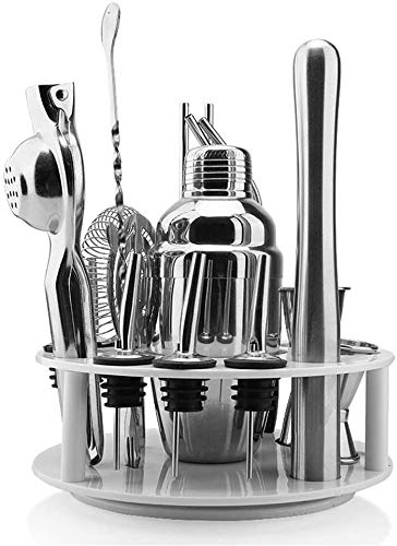 YQYBF Kit de barman, shaker à cocktail parfait for le mélange de boissons, outils de bar en acier inoxydable avec support, outils de bar professionnels for une superbe expérience de mélange de boisson