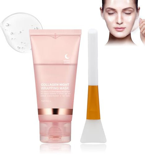 Horuili® Kollagen-Nachtpackung Maske, Kollagen-Peeling-Maske, Collagen Night Wrapping Maske, Peel Off Gesichtsmaske, Hydratisierend & Straffend, Nachtmasken, 75ml/halbe Flasche