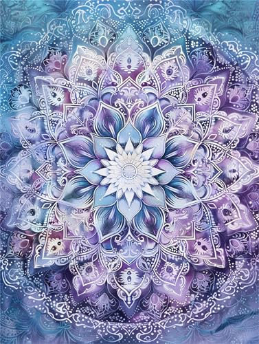Blume Malen Nach Zahlen Erwachsene,Mandala Malen Nach Zahlen Anfänger Kinder Klein 50x65cm,DIY Set Erwachsene Handgemalt Leinwand Ölgemälde,Acrylfarbenn mit 3 Set Pinseln,Zimmer Deko Aesthetic -Y763