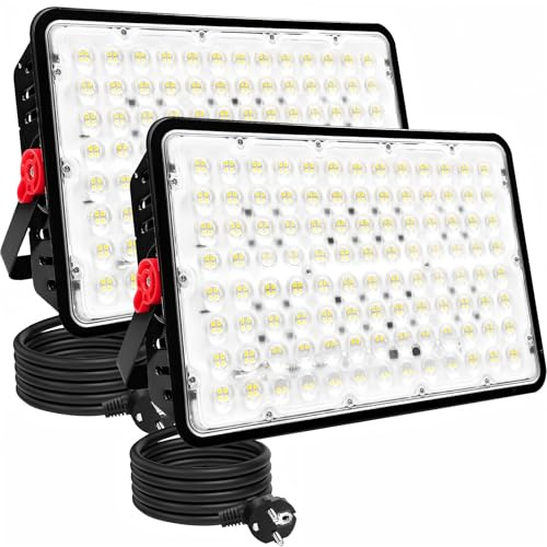 Indmird LED strålkastare utomhus 400W, 2stycken 40000LM Led Strålkastare utomhus 6500K kallvit led strålkastare IP66 vattentät byggstrålkastare LeD-strålkastare för trädgård garage sportfält gård hall