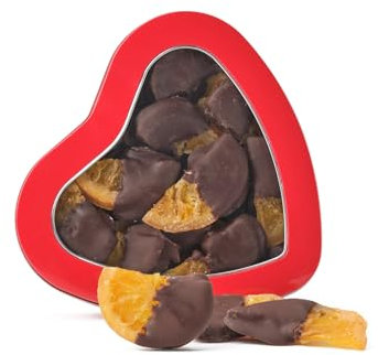 Walnut Tree Heart-Shaped Tin – Gourmet Orange Slices Gift, Dipped in Dark Chocolate– Hand Packed – Great Taste Award Winner – Luxury Gift Selection, Birthday, Anniversary, 200g