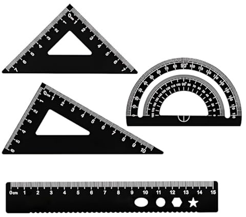 QOWUXHZ Geodreieck Metall Set Dreieck Lineal Set 4 Stück 15Cm Lineal Set Aluminium Ruler Set Schüler Lineal Geometrie Set Schule Lineal Set Schule Geometrie Set Für Architekten Ingenieure Zeichner