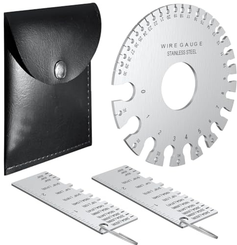 Kznifmk Professional Wire Gauge Measuring Tool, Metal Gauge Thickness Tool, Thickness Gauge and Double Sided Round Plate Gauge A