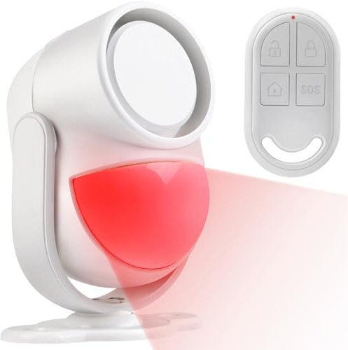 Shed Alarm with Remote, Shed Alarm for Home, Ranch, Van, Garage, Shop Infrared Detection Technology with 328ft Remote Control SOS Button Battery Operated 125db Extra Loud