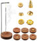 Luckwaii 8-in-1 Räucherstäbchenhalter mit Halterung, Handgefertigte Holz Basis Räuchermännchen Modern Design mit Kegel Spule, 9 Loch Incense Stick Holder Weihrauchbrenner für Meditation Yoga Deko