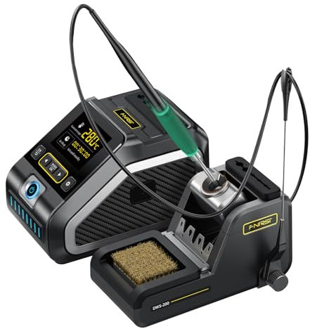 TICFOX DWS-200 Lötstation,200W Soldering Station mit 2 aufsteckbaren helfenden Händen,Temperaturbereich 100°C – 450°C,6 F245 Lötspitze,Löten Lernen Set