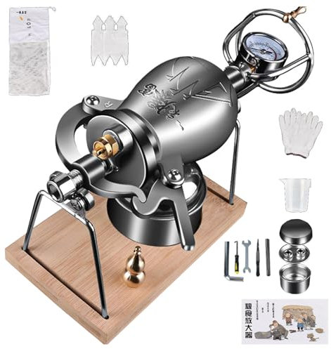 KYZTMHC Machine à Riz soufflé, Machine à Pop-Corn, Machine à Pop-Corn à air Chaud, avec manomètre de précision et Base, pour fête de Famille(300ml)